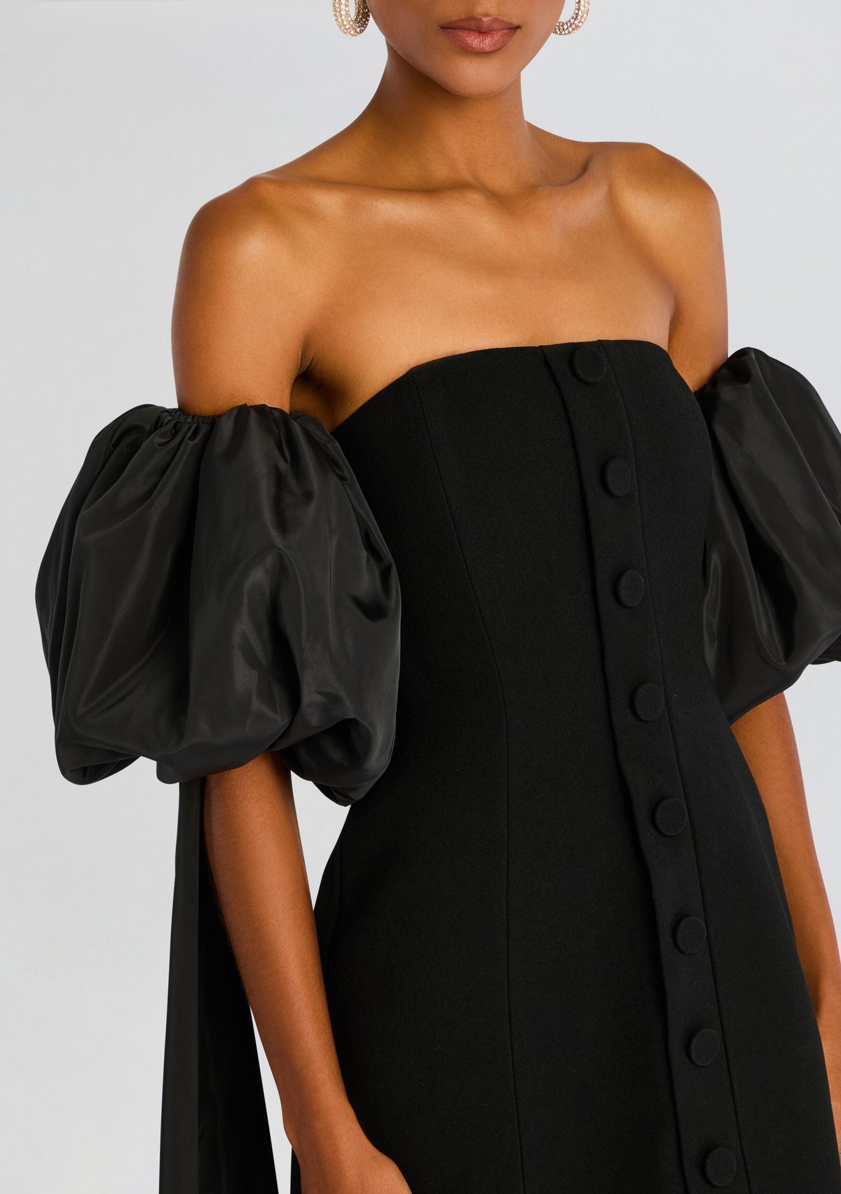 Laurent Mini Button Dress with Black Plumes by Sans Faff in Black, product image 2