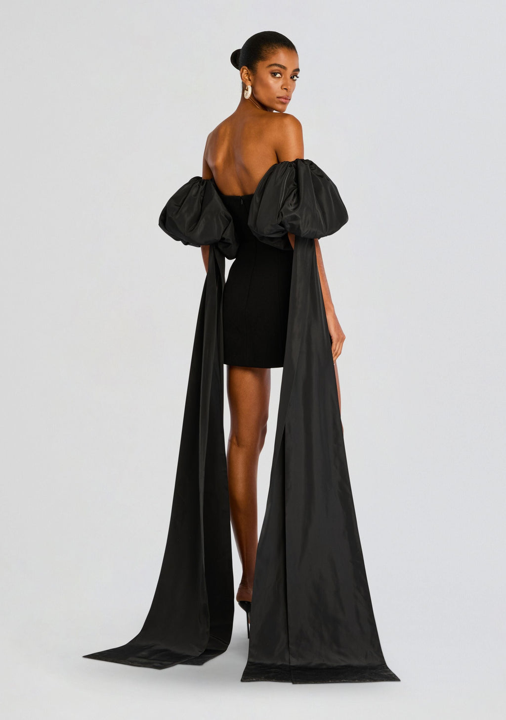 Laurent Mini Button Dress with Black Plumes by Sans Faff in Black, product image 4