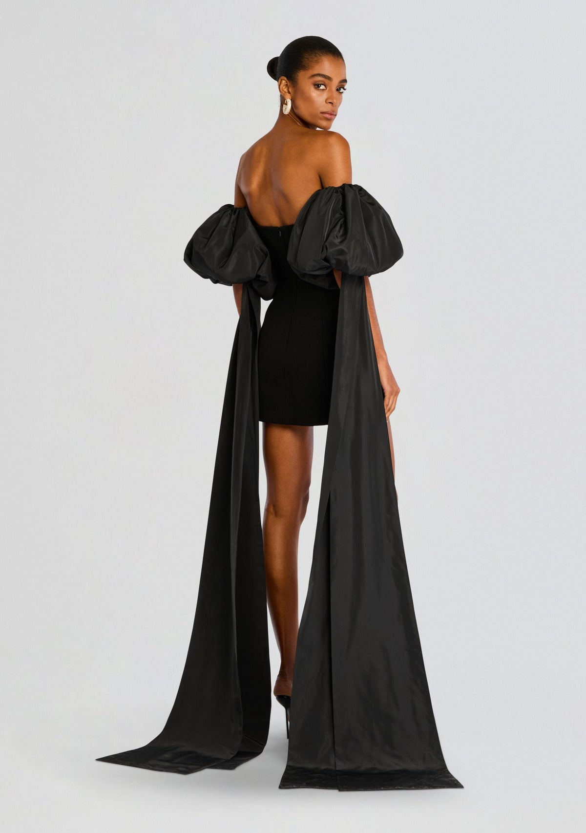 Laurent Mini Button Dress with Black Plumes by Sans Faff in Black, product image 4