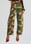 Marbel Mid Rise Barrel Jean by SEROYA in Camo Canvas, product image 1