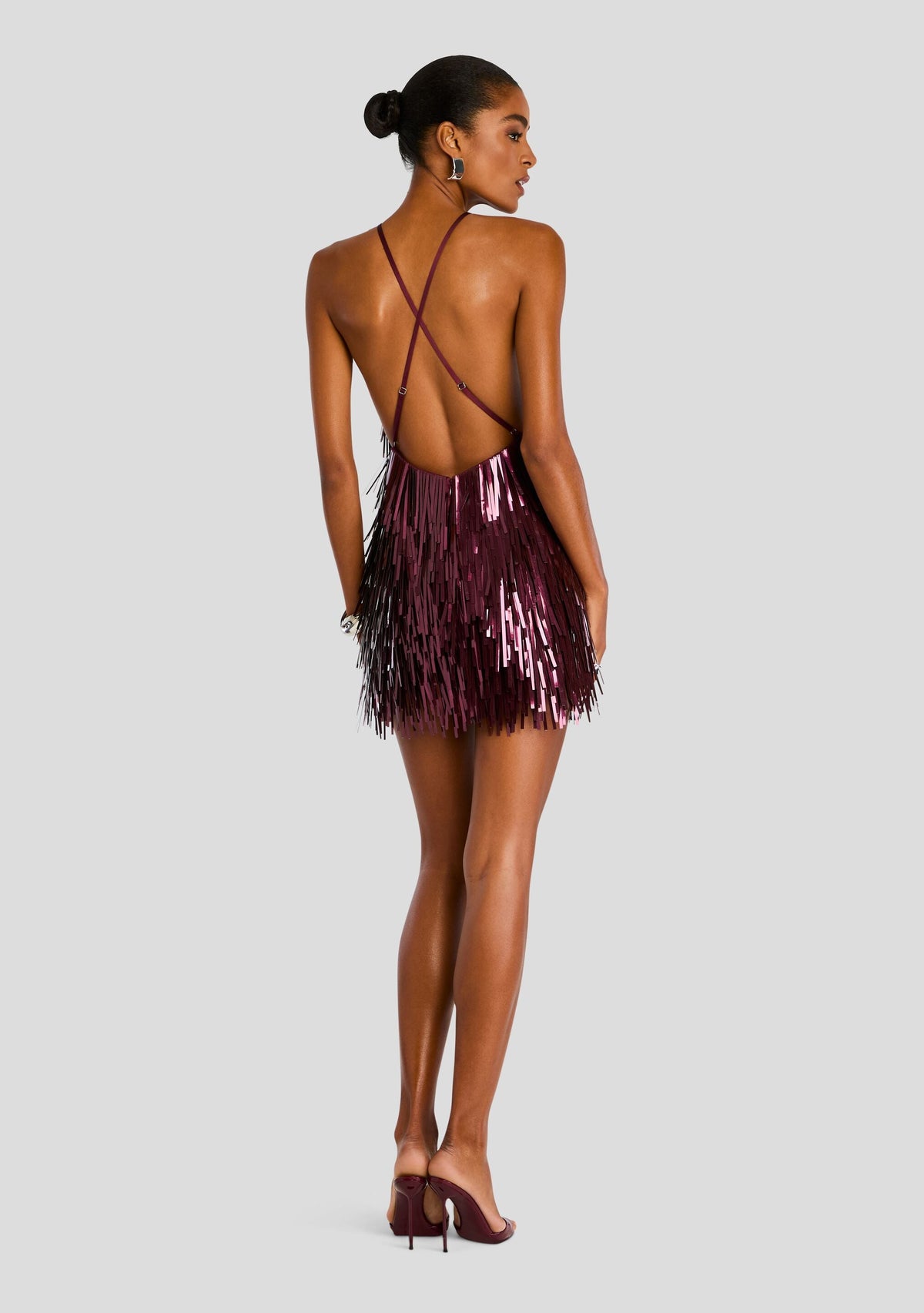 Romee Sequin Dress by retrofête in Burgundy, product image 4