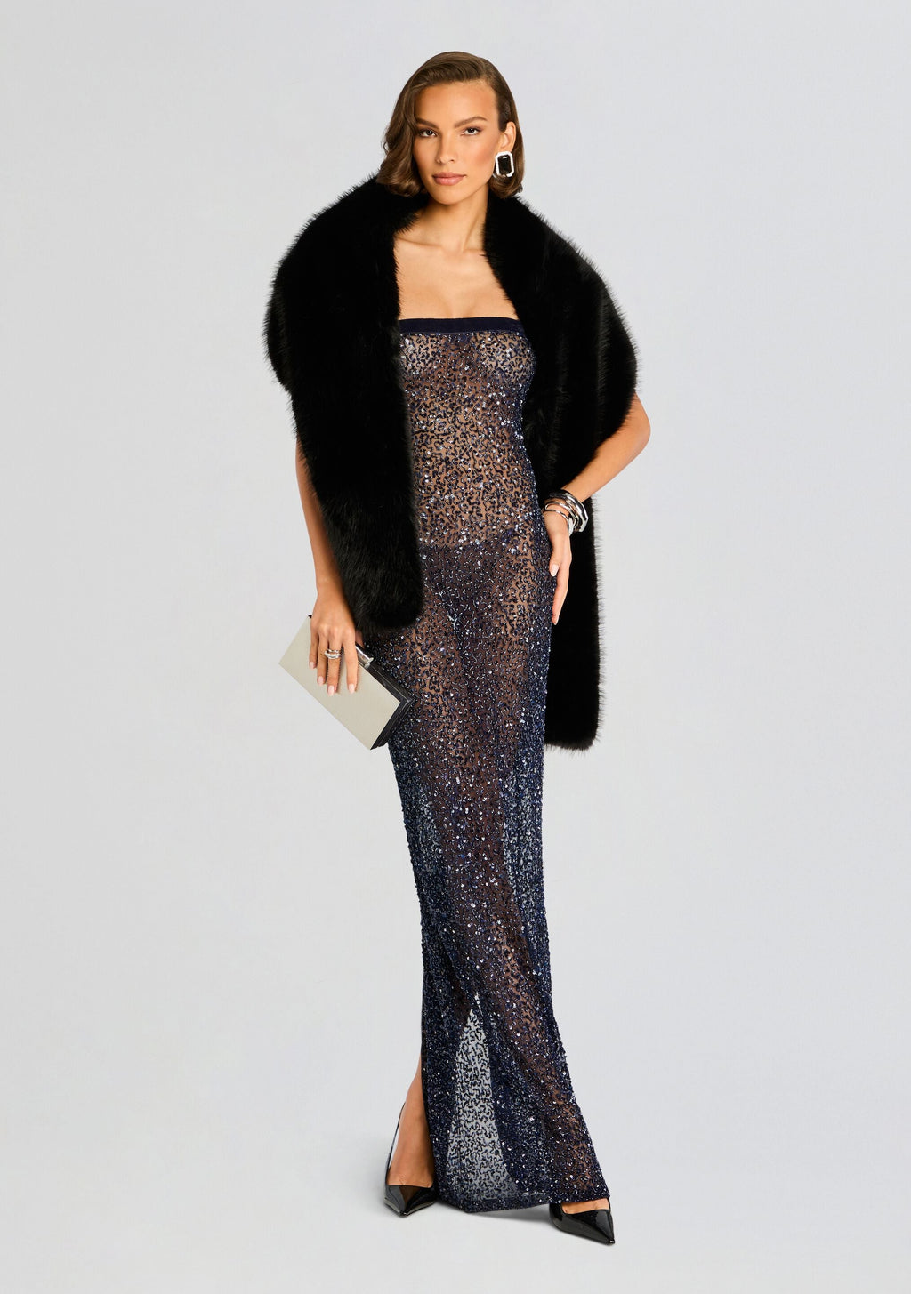 Duchess Faux Fur Stole by retrofête in Black, product image 1