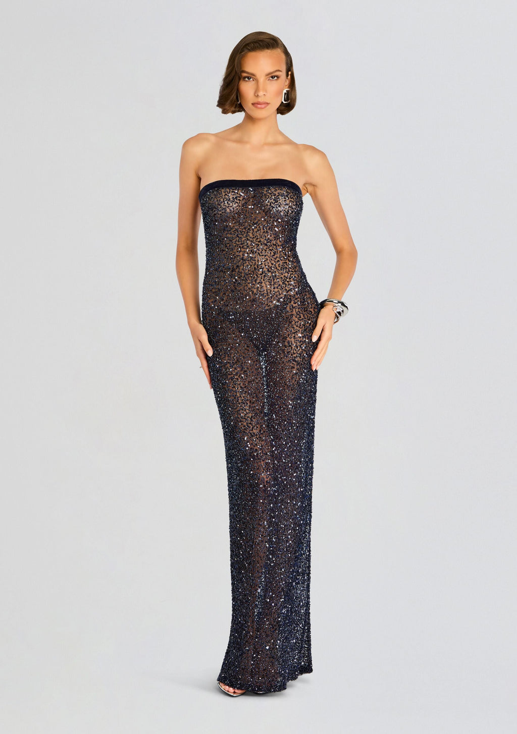 Villy Sequin Gown by retrofête in Navy, product image 1