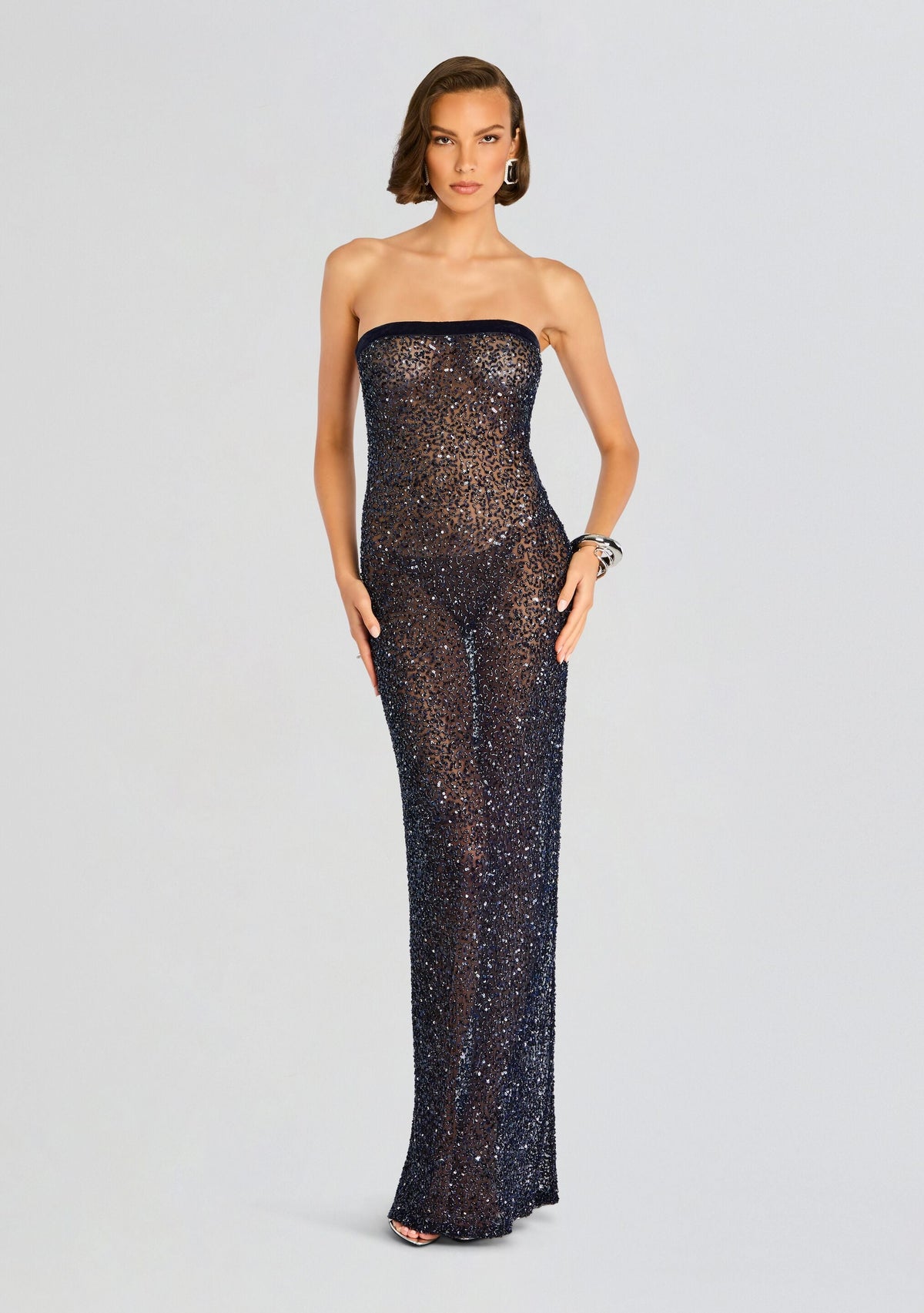 Villy Sequin Gown by retrofête in Navy, product image 1