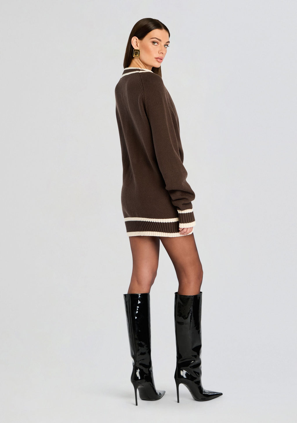 Aiden Knit Cardigan by SEROYA in Ash Brown, product image 3
