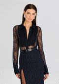 Armelle Lace Blouse by retrofête in Navy, product image 1