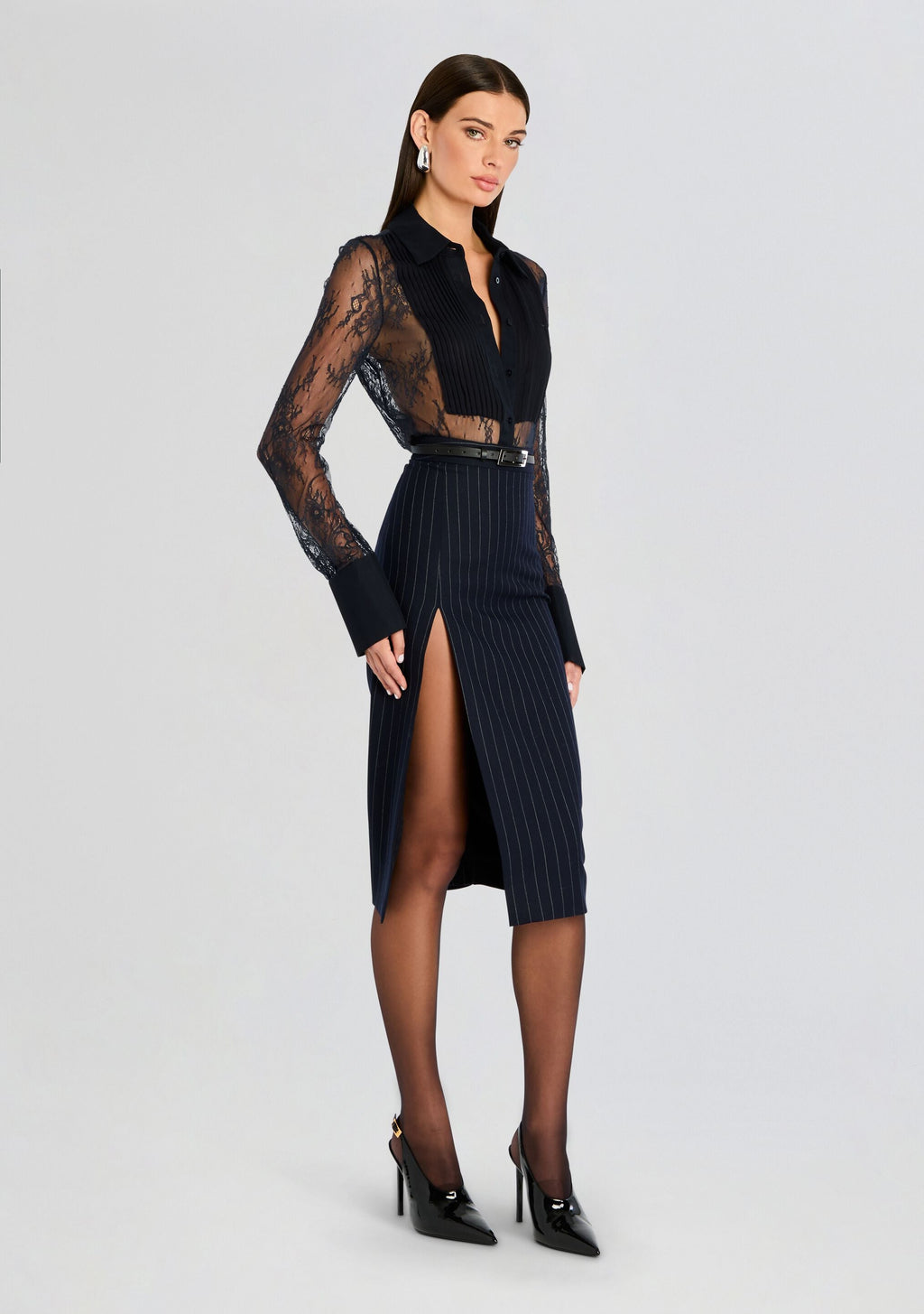 Armelle Lace Blouse by retrofête in Navy, product image 4