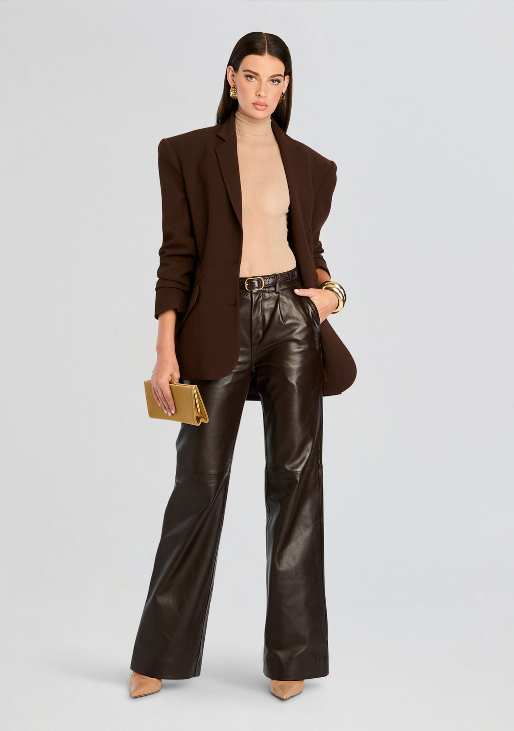 Chader Leather Pant by retrofête in Dark Brown, product image 2