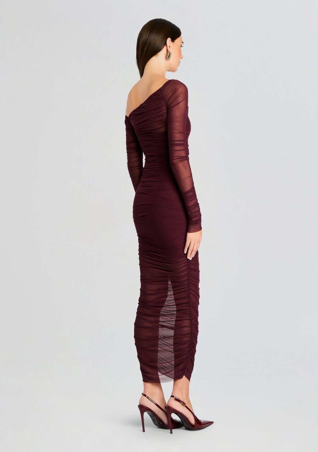 Chantae Mesh Dress by SEROYA in Merlot, product image 4