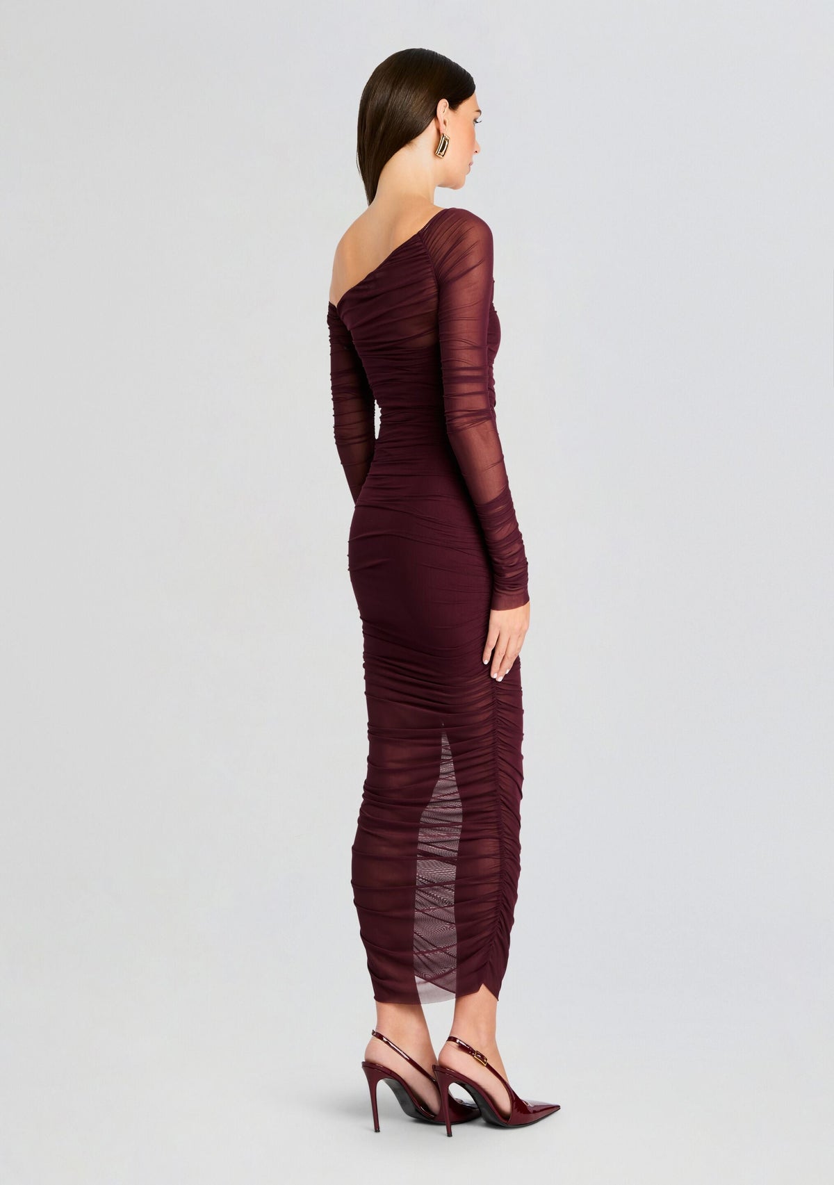 Chantae Mesh Dress by SEROYA in Merlot, product image 4