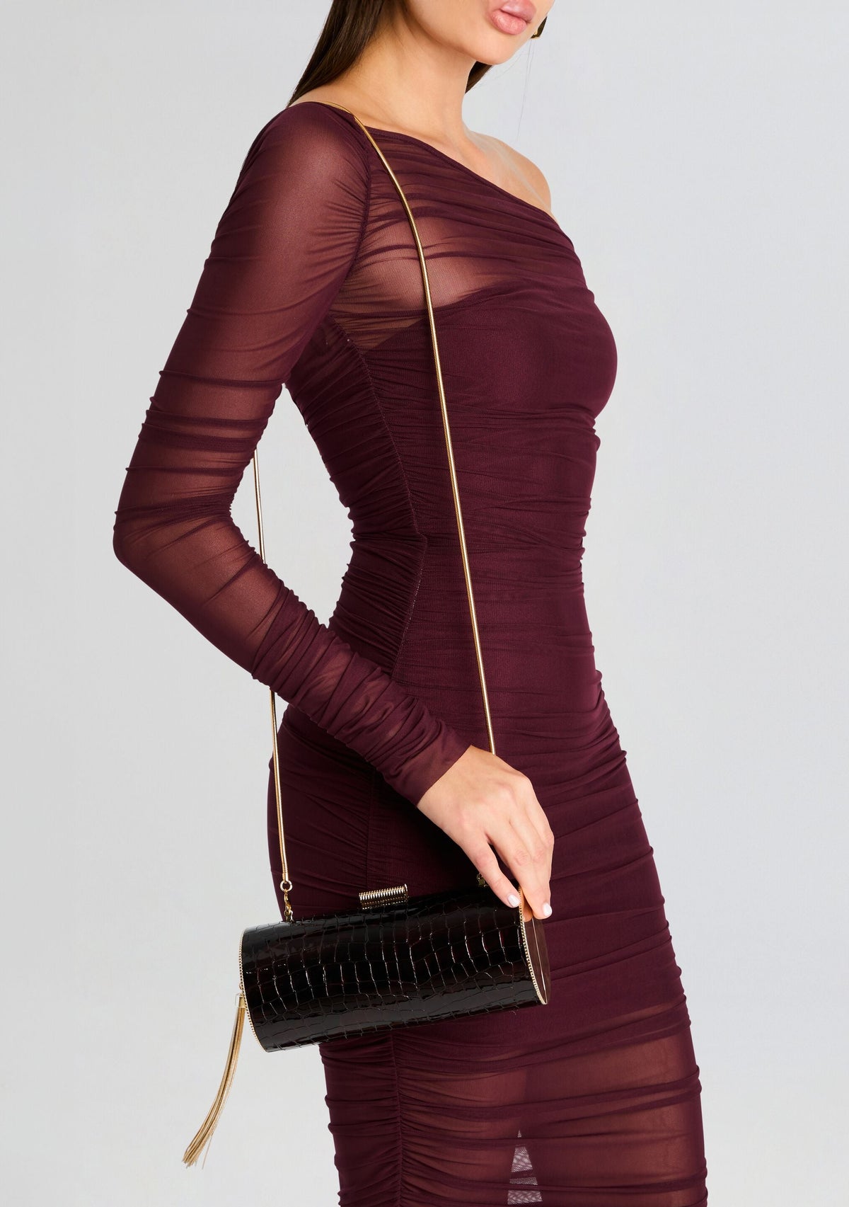 Gracelyn Clutch by retrofête in Burgundy Croco, product image 6