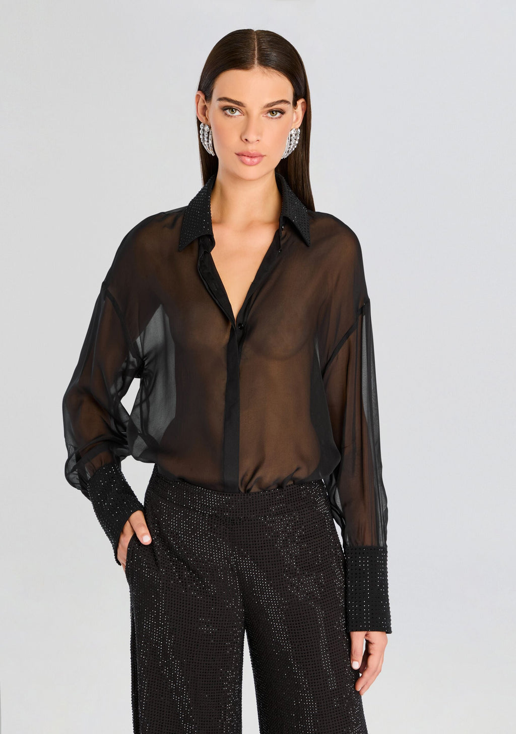 Lovelyn Chiffon Top by retrofête in Black, product image 1