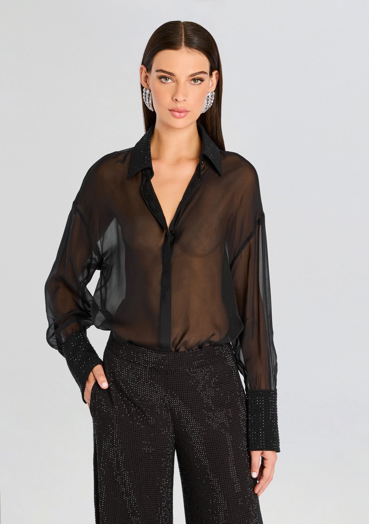 Lovelyn Chiffon Top by retrofête in Black, product image 1