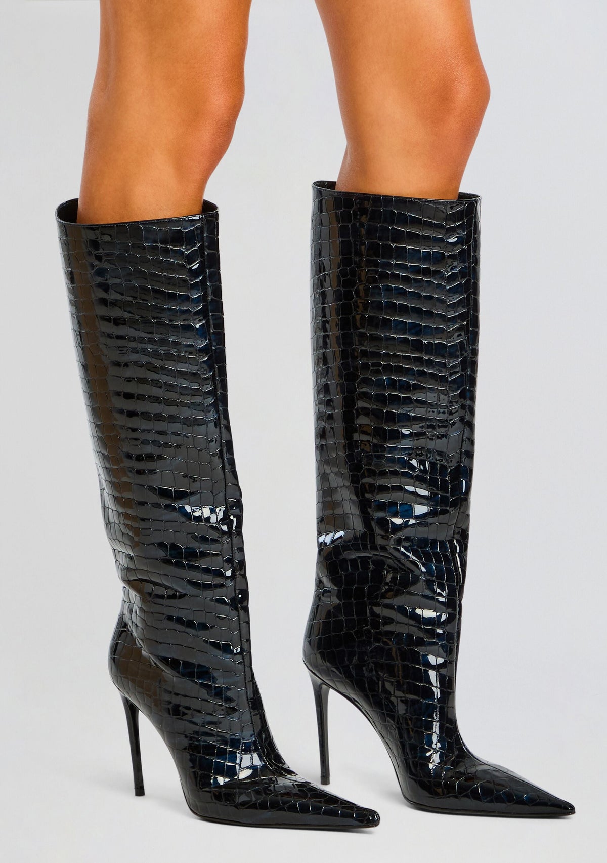 Lyra Leather Boot by retrofête in Navy Croco, product image 2