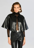 Adi Vegan Leather Cropped Jacket by SEROYA in Black, product image 1