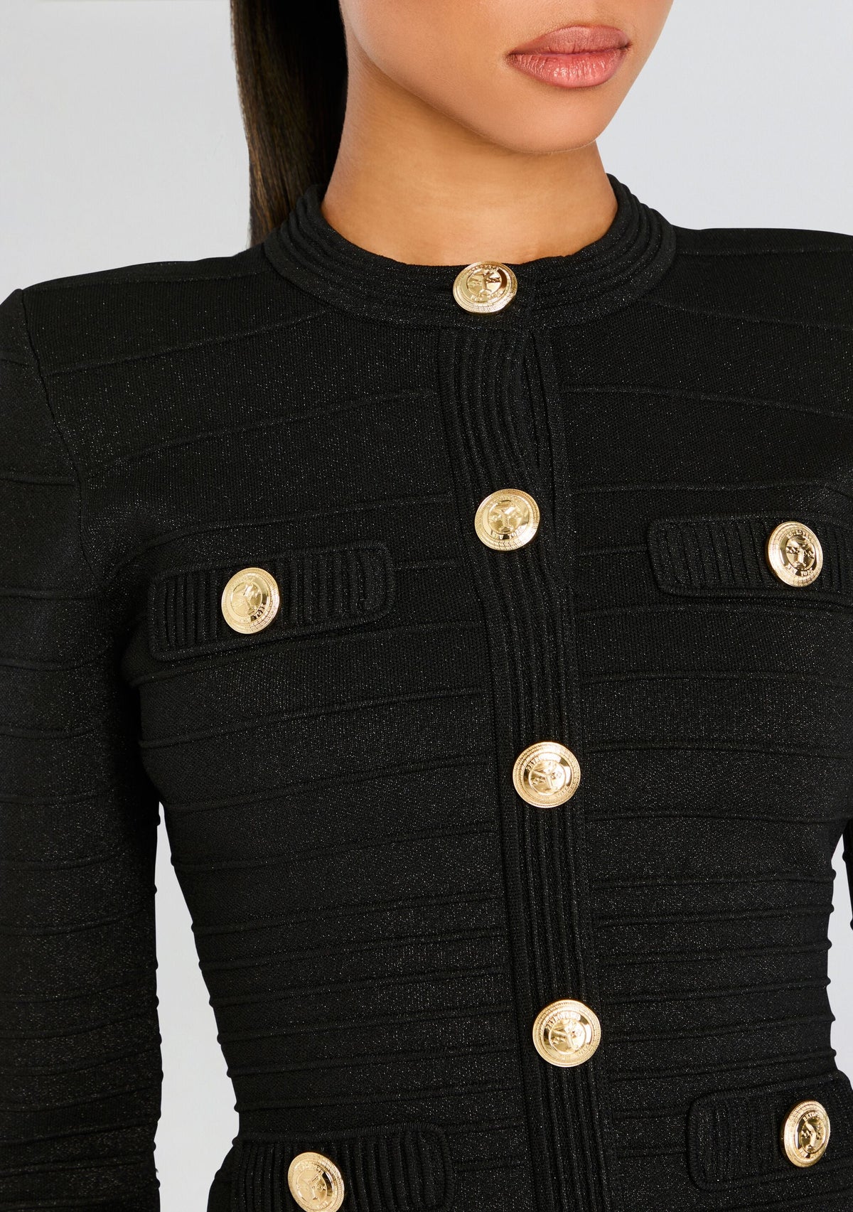 Calla Metallic Bandage Knit Top by retrofête in Metallic Black, product image 2