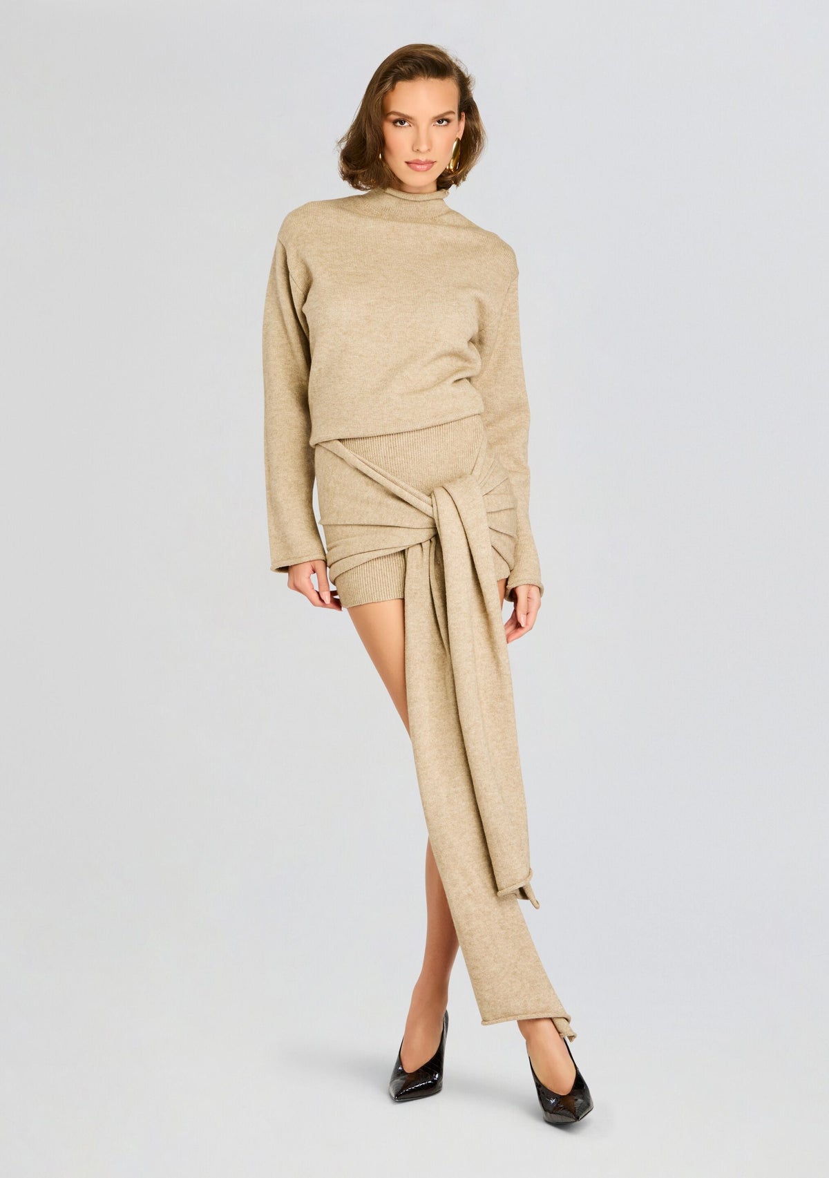 Calloway Sweater Dress by SEROYA in Greige, product image 5