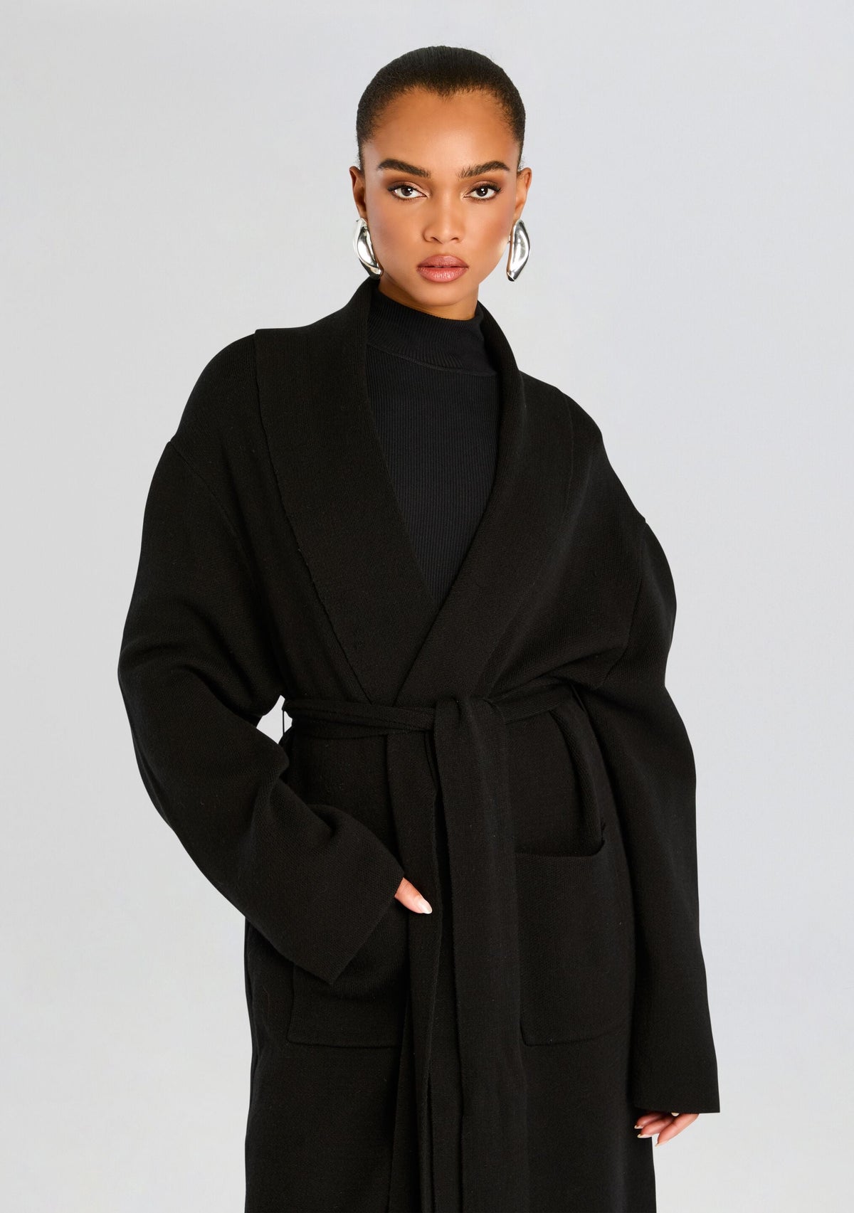 Crosby Sweater Duster by SEROYA in Black, product image 5