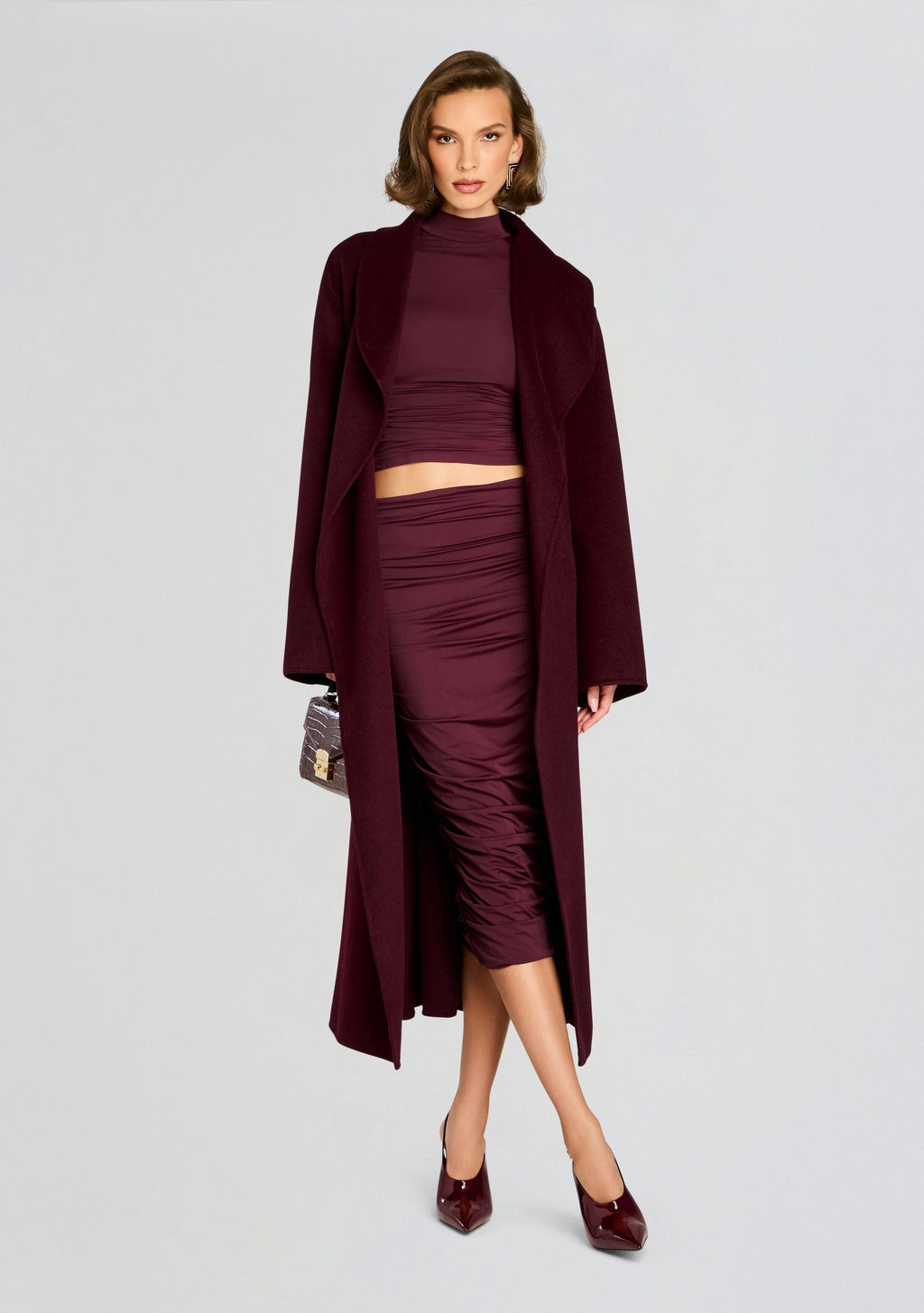 Dulcie Ruched Top by SEROYA in Merlot, product image 5
