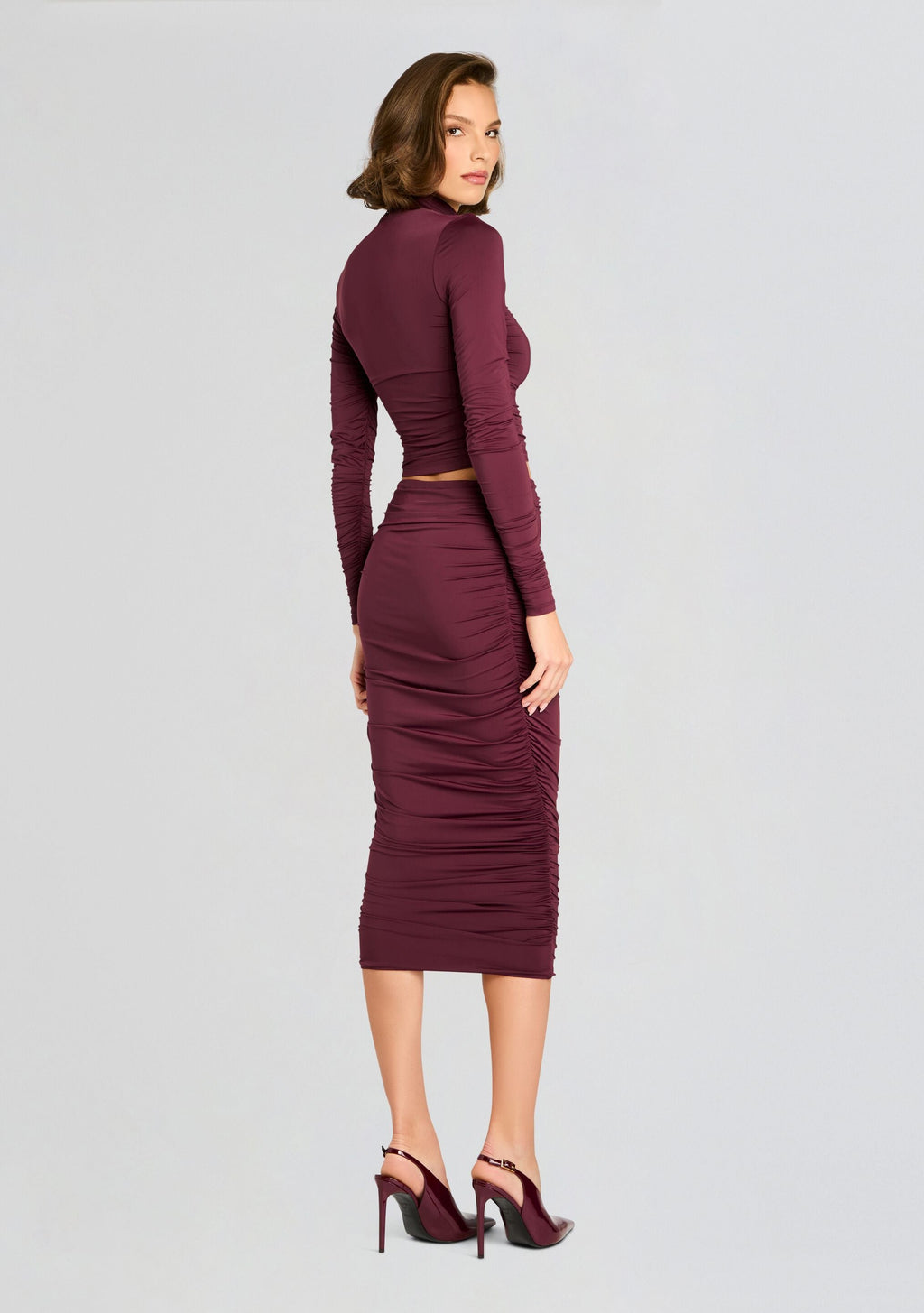 Dulcie Ruched Top by SEROYA in Merlot, product image 4