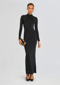 Krystal Maxi Dress with Mesh Paneling by SEROYA in Black, product image 1