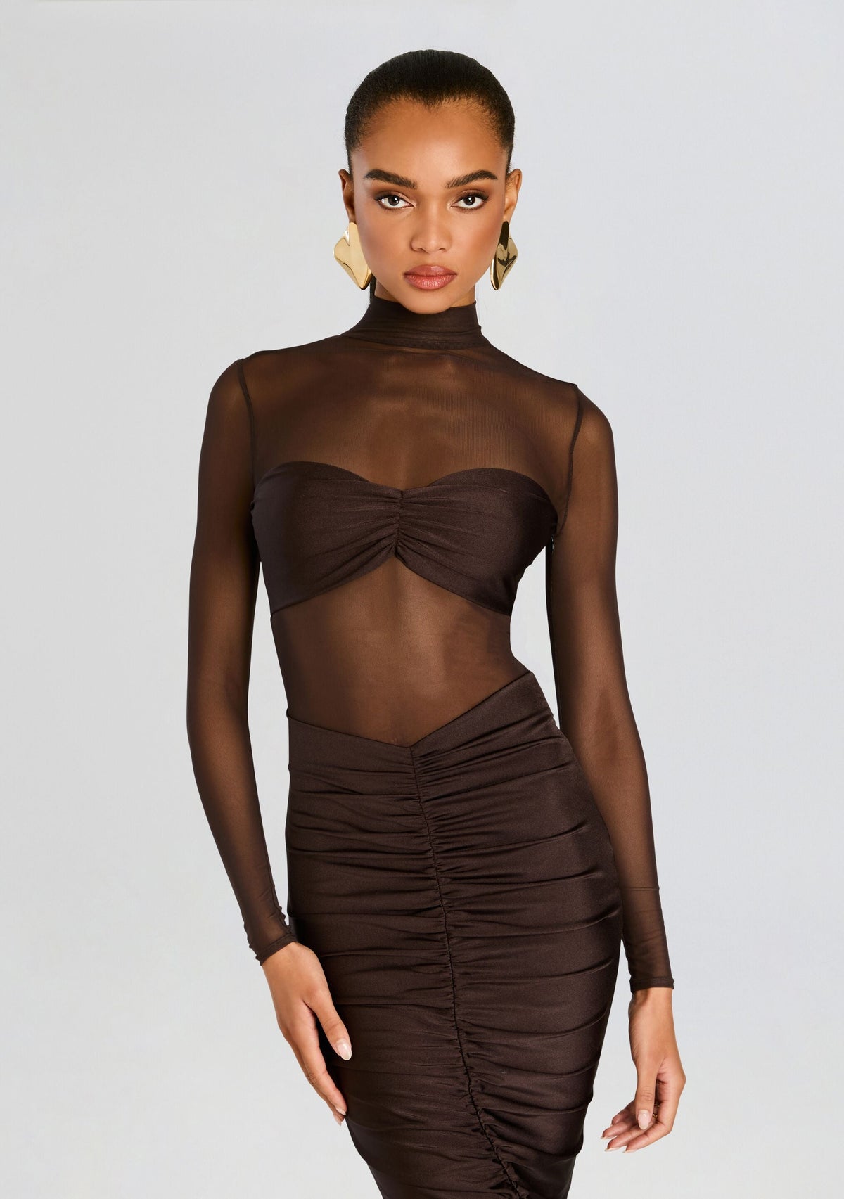 Levina Dress by SEROYA in Ash Brown, product image 5