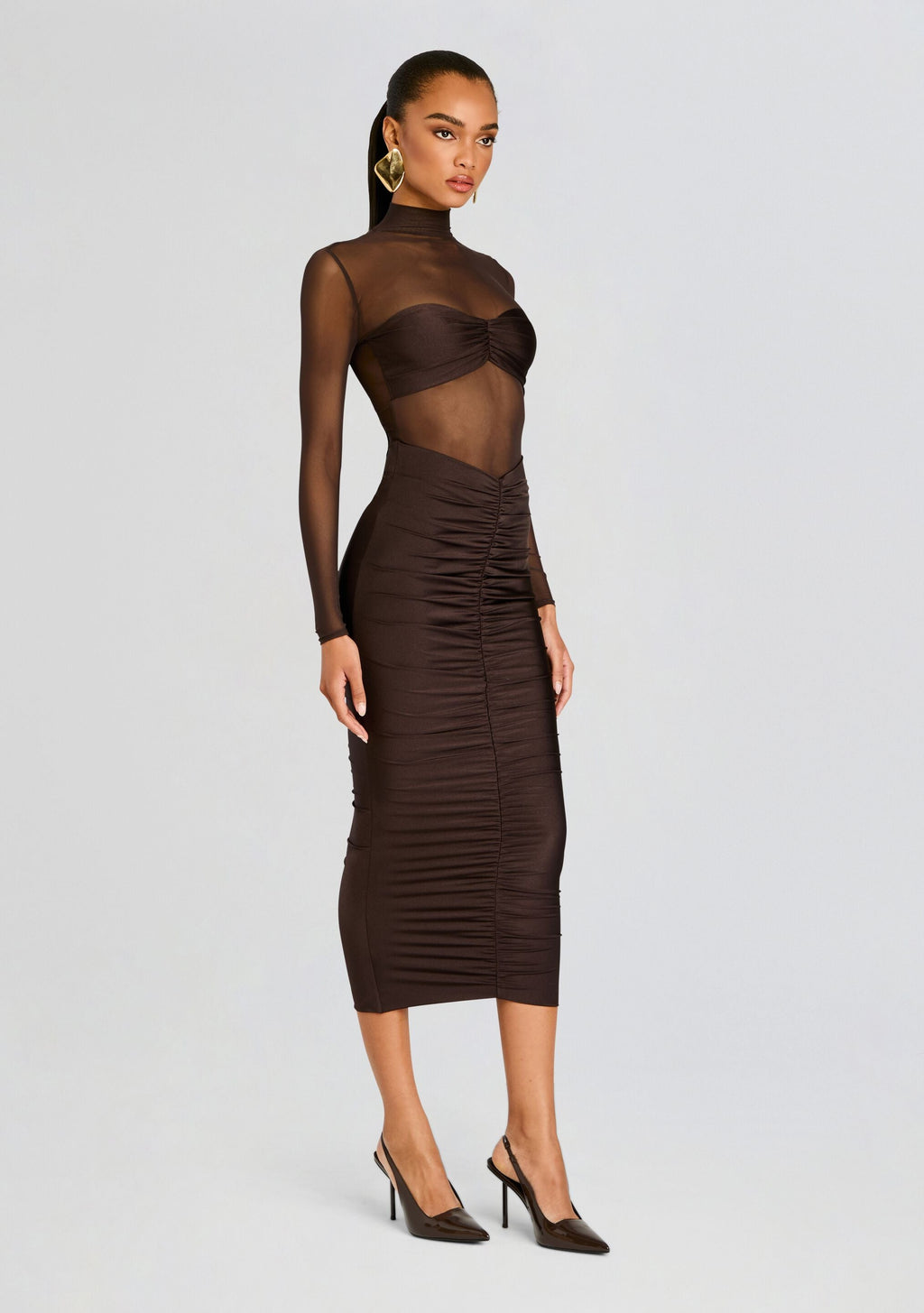 Levina Dress by SEROYA in Ash Brown, product image 3