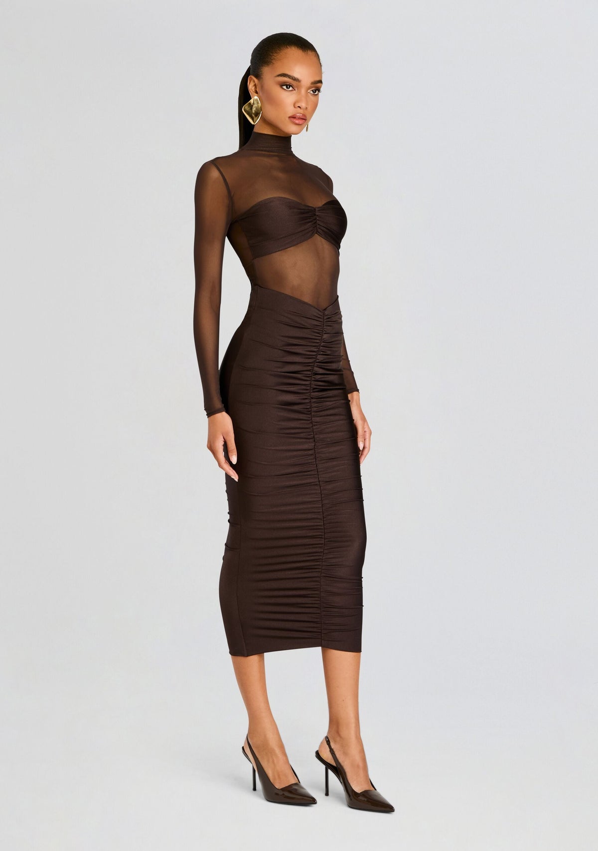 Levina Dress by SEROYA in Ash Brown, product image 3