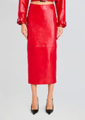 Lonny Leather Skirt by retrofête in Lipstick Red, product image 1