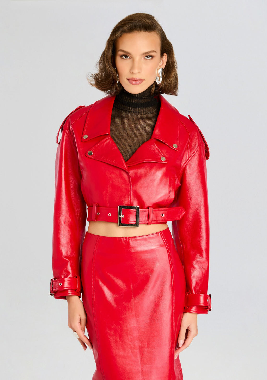 Victoria Leather Jacket by retrofête in Lipstick Red, product image 1
