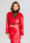 Victoria Leather Jacket by retrofête in Lipstick Red, product image 1