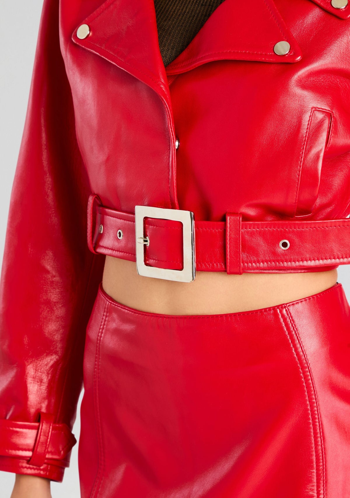 Victoria Leather Jacket by retrofête in Lipstick Red, product image 3