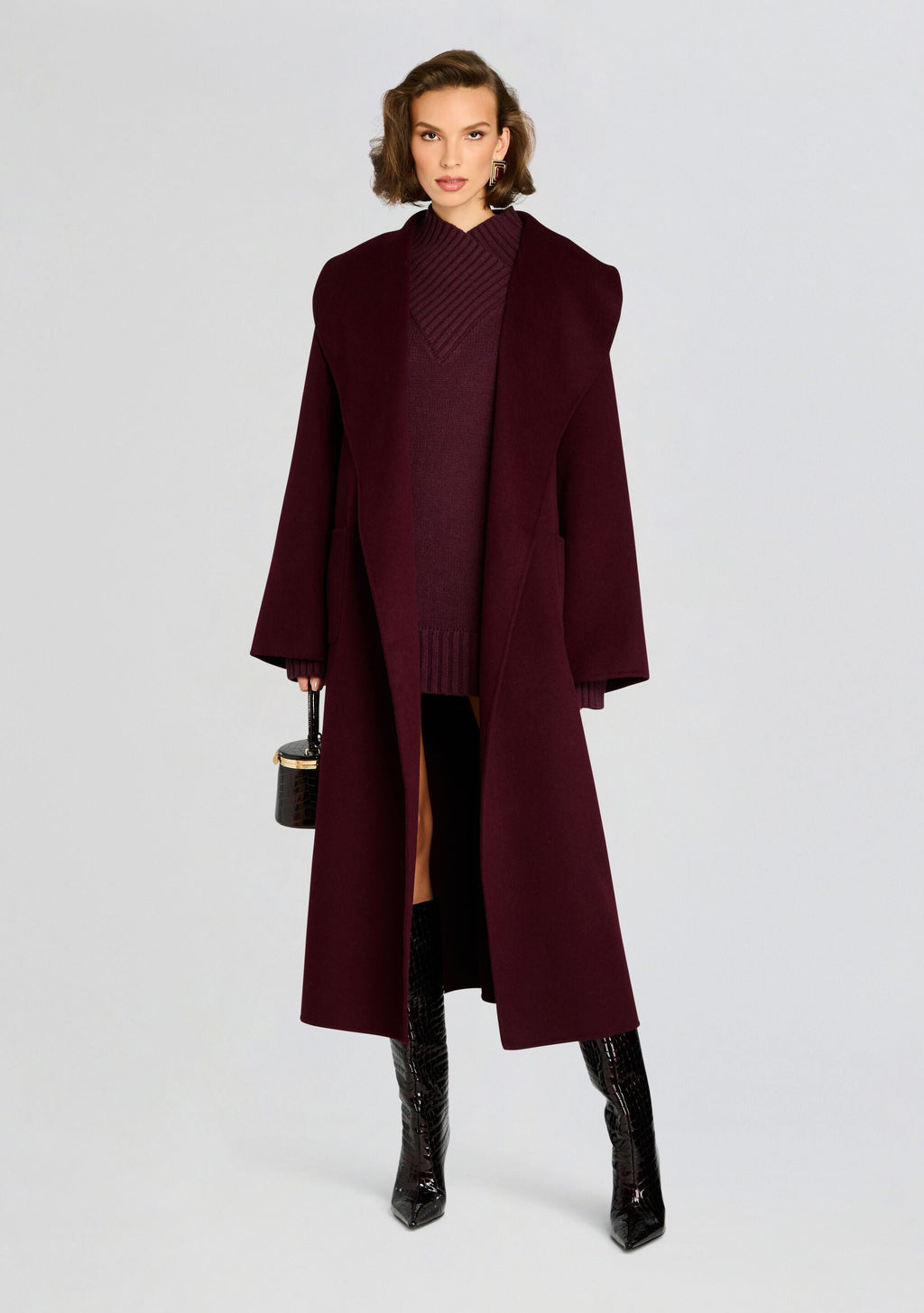 Mavis Wool Coat by SEROYA in Merlot, product image 1