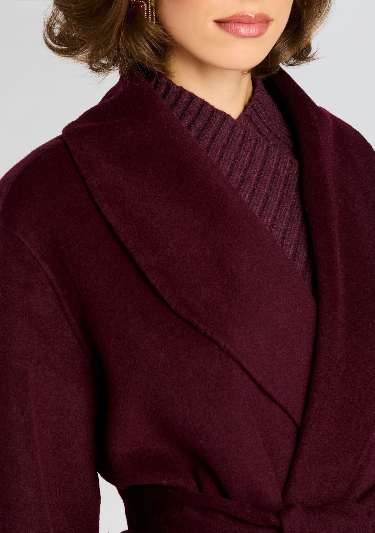 Mavis Wool Coat by SEROYA in Merlot, product image 2