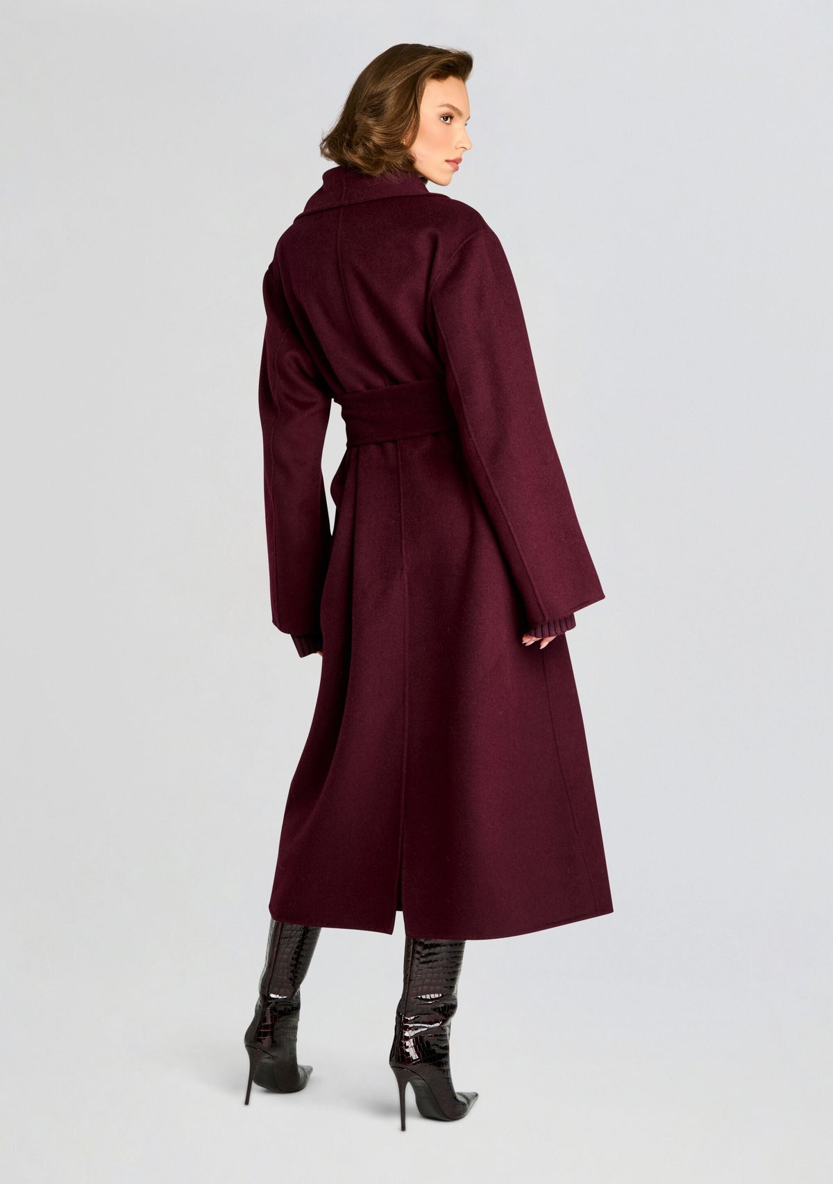Mavis Wool Coat by SEROYA in Merlot, product image 4