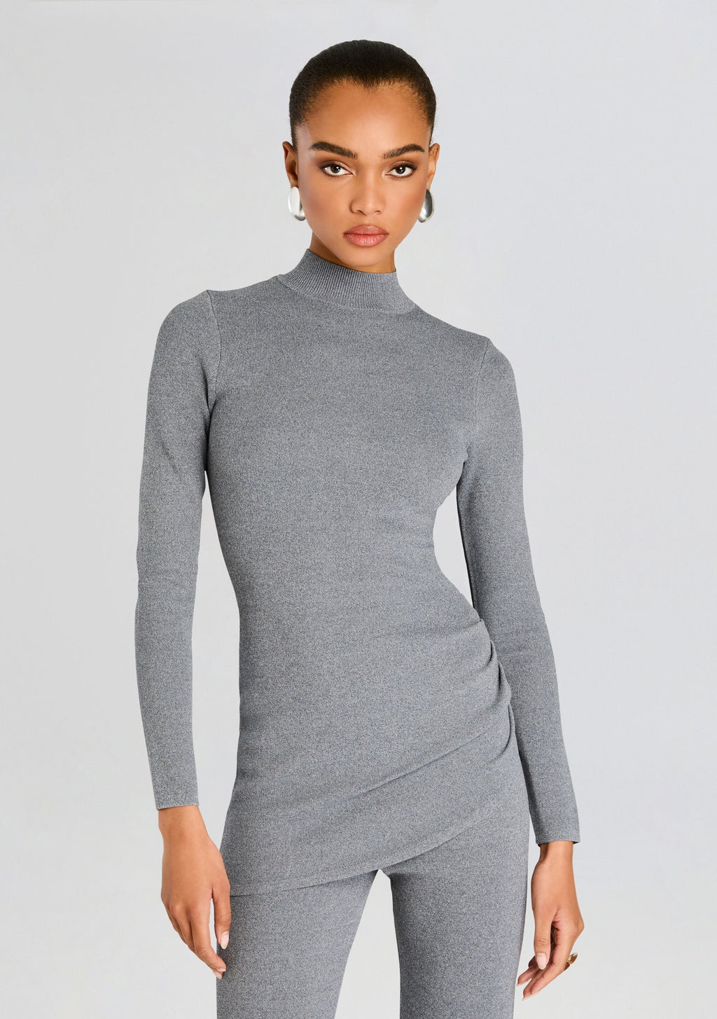 Michi Knit Top by SEROYA in Heathered Grey, product image 1