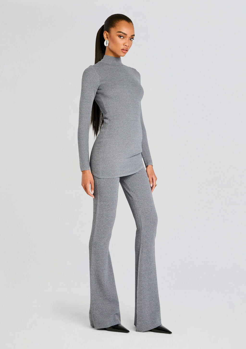 Michi Knit Top by SEROYA in Heathered Grey, product image 3