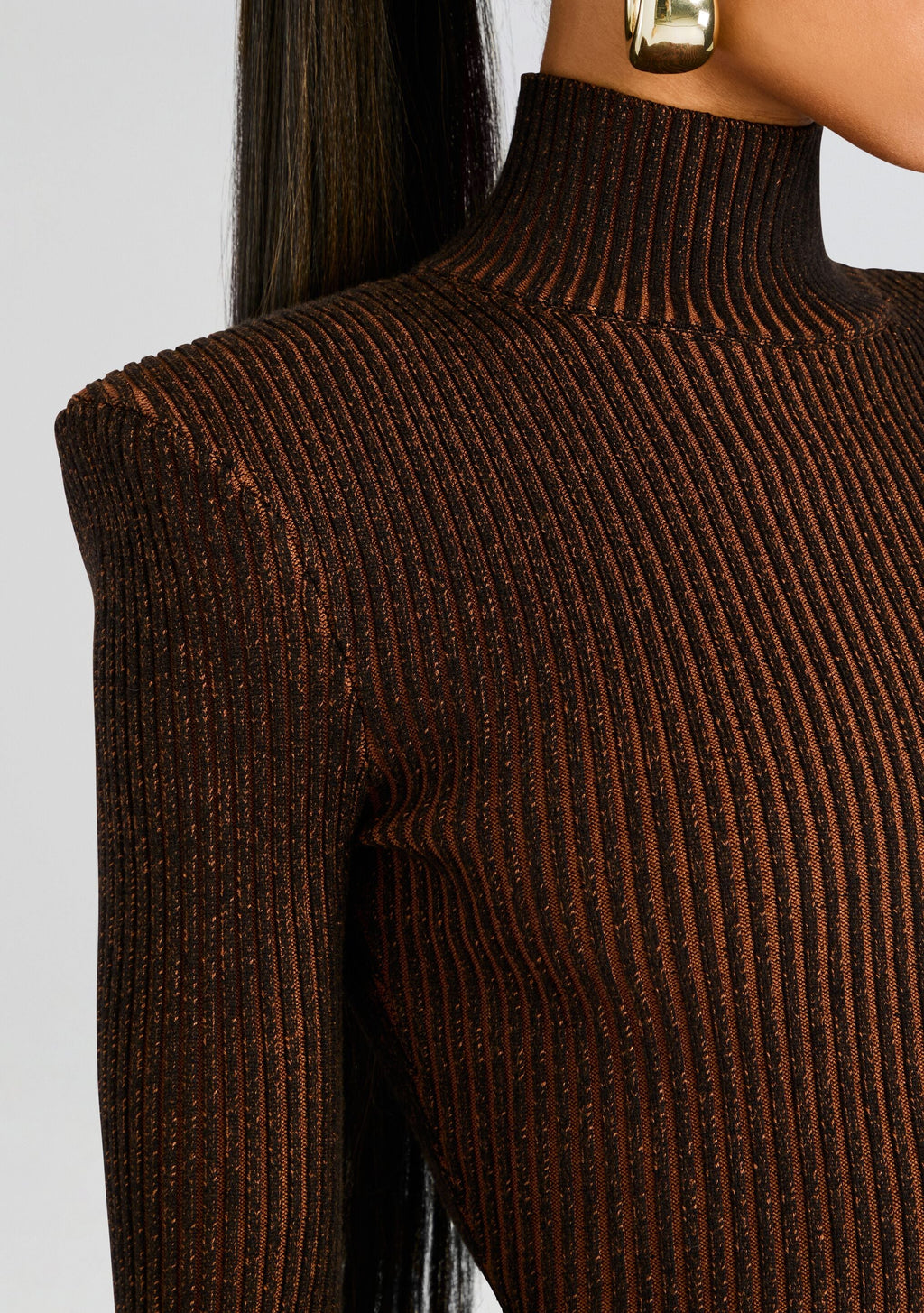 Moda Rib Knit Mini Dress by SEROYA in Camel/Black, product image 2