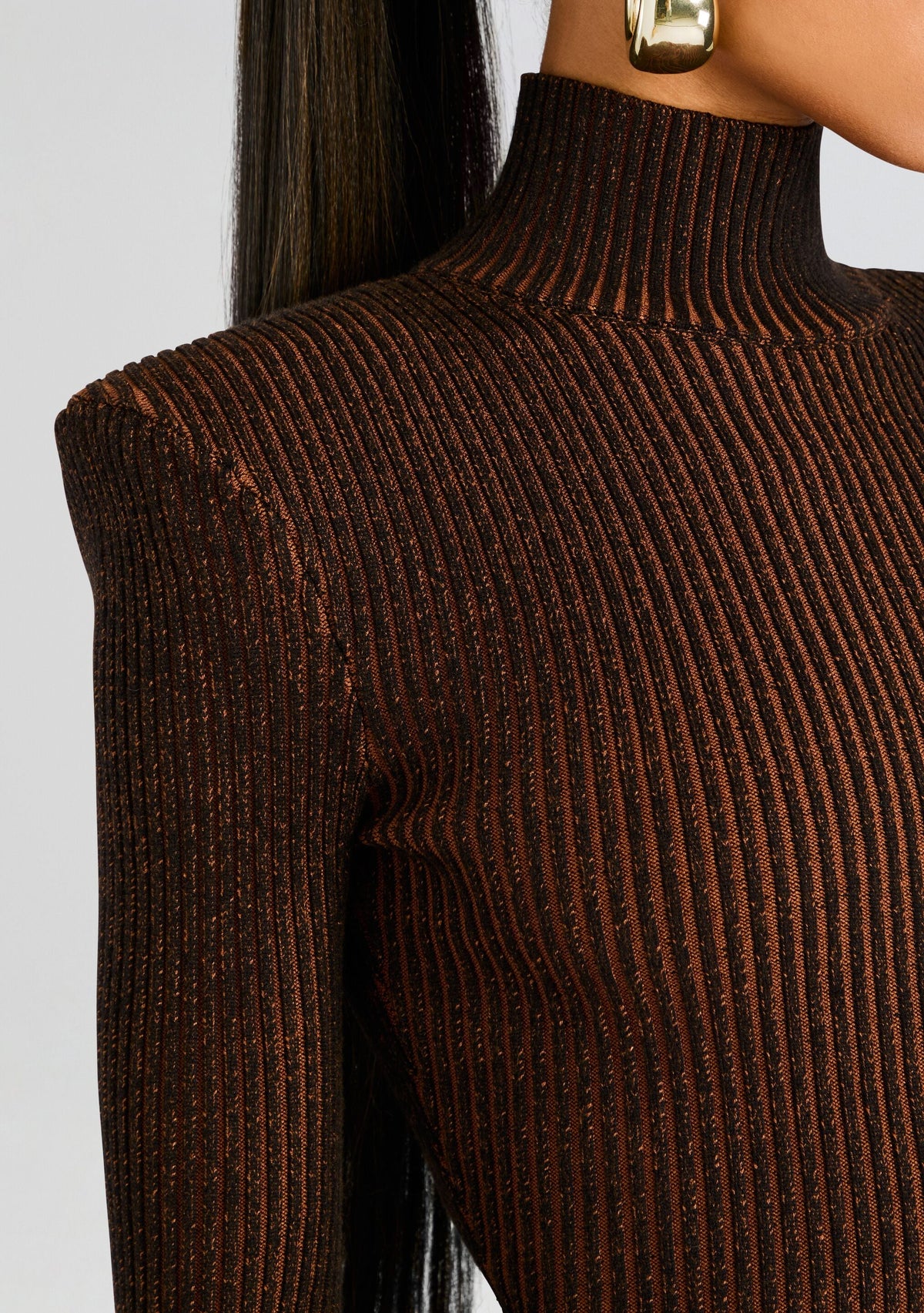 Moda Rib Knit Mini Dress by SEROYA in Camel/Black, product image 2