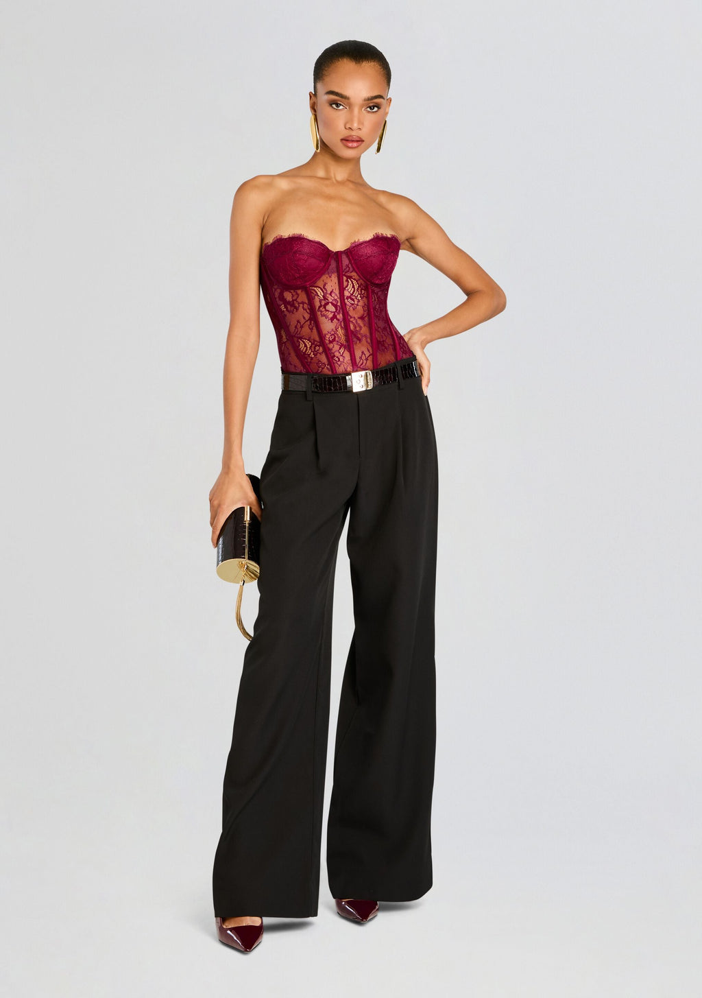 Otto Lace Bodysuit by retrofête in Mulberry, product image 5