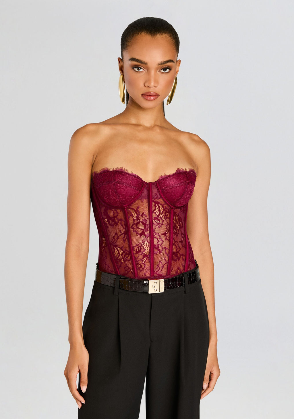 Otto Lace Bodysuit by retrofête in Mulberry, product image 1