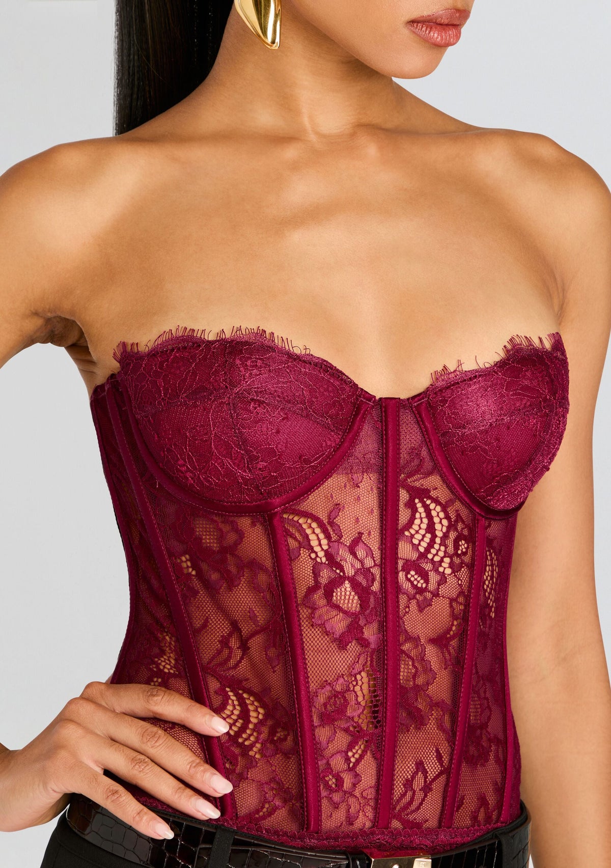 Otto Lace Bodysuit by retrofête in Mulberry, product image 2