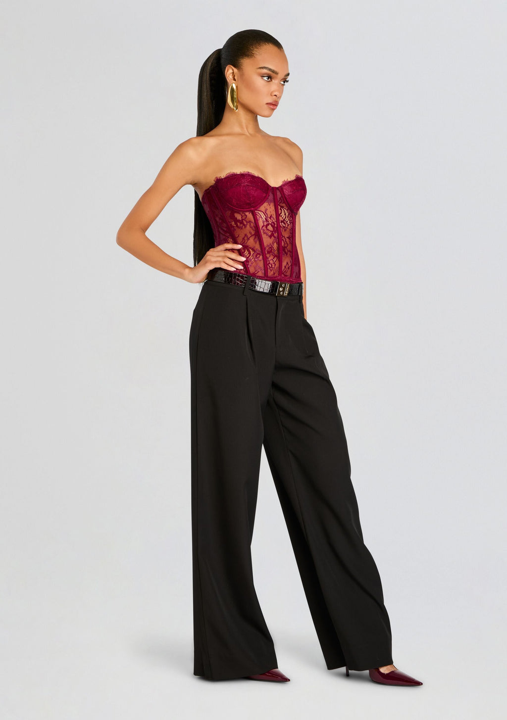 Otto Lace Bodysuit by retrofête in Mulberry, product image 3