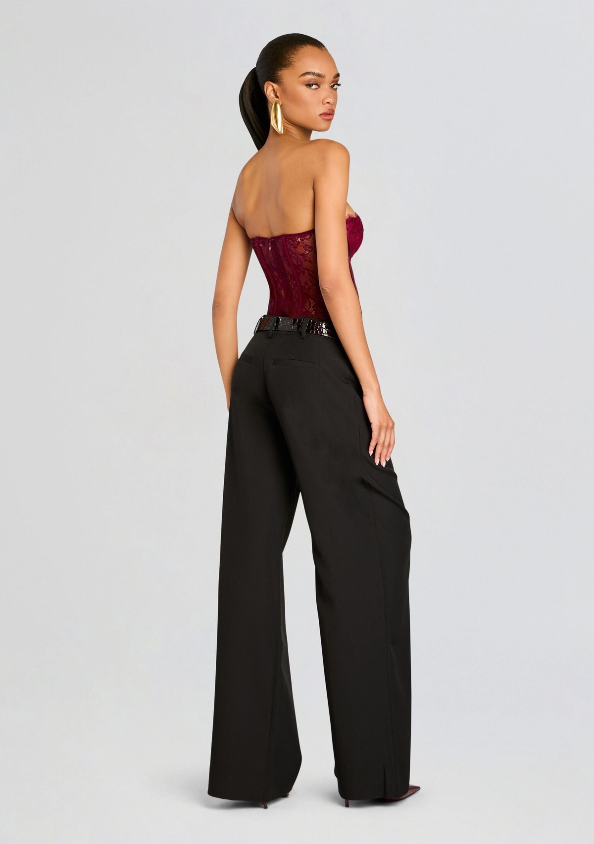Otto Lace Bodysuit by retrofête in Mulberry, product image 4