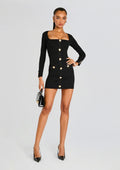Thea Metallic Rib Knit Dress by retrofête in Metallic Black, product image 1