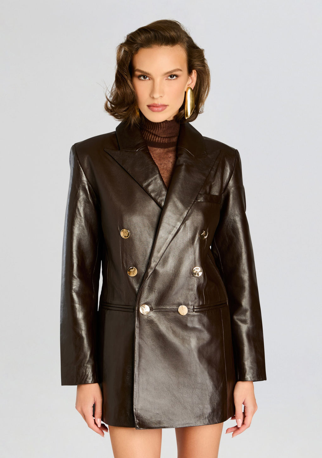 Tilda Leather Blazer Jacket by retrofête in Dark Brown, product image 6