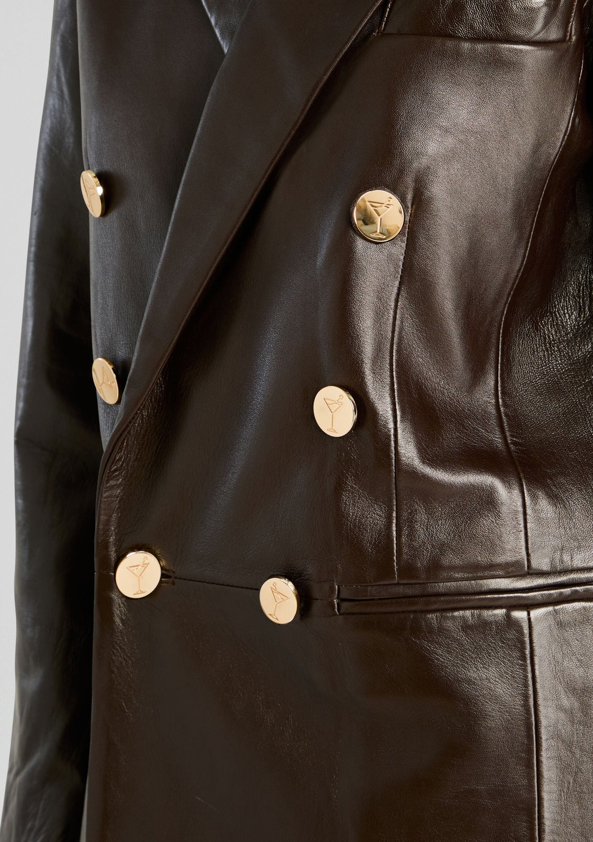 Tilda Leather Blazer Jacket by retrofête in Dark Brown, product image 3