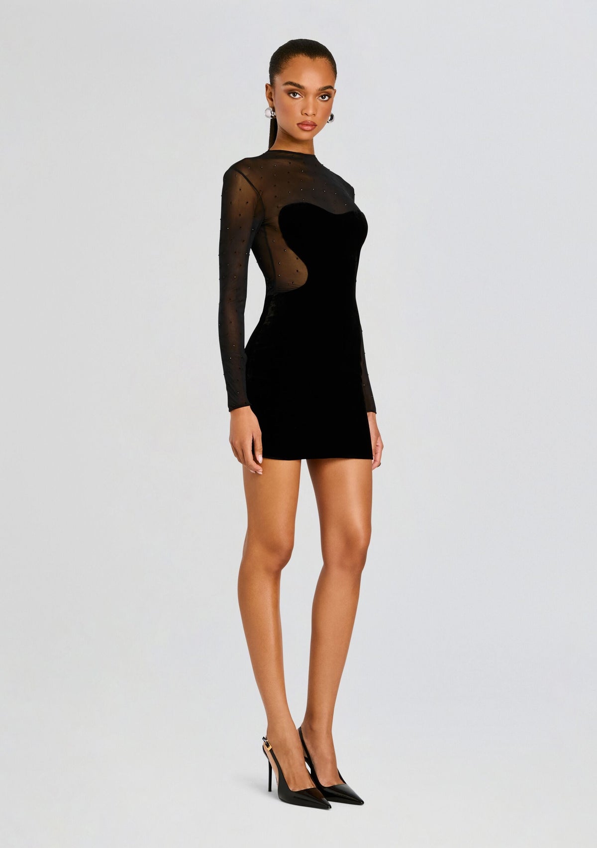 Delmer Velvet Dress by retrofête in Black, product image 3