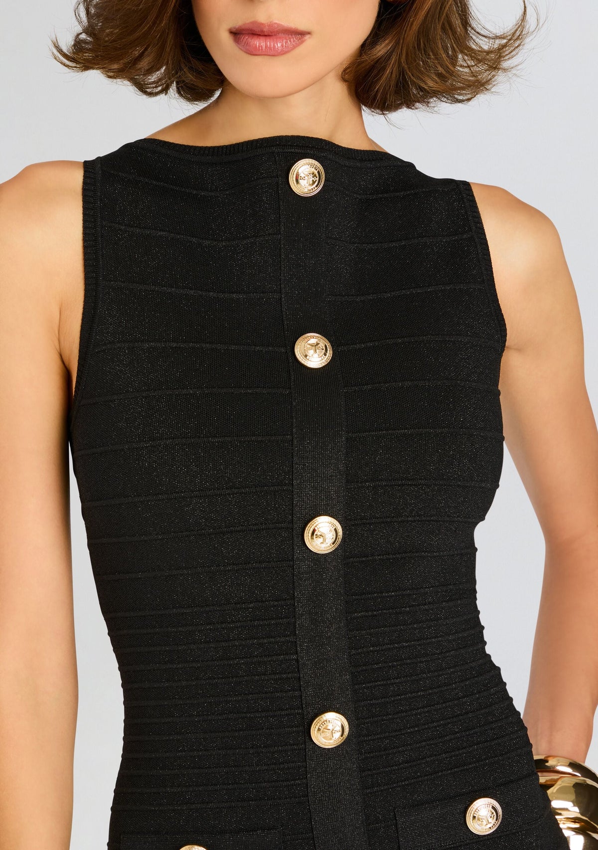 Erin Metallic Bandage Knit Dress by retrofête in Metallic Black, product image 2