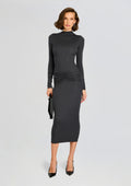 Fina Tea Length Dress by SEROYA in Charcoal, product image 1